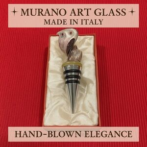 Murano Italy Hand-Blown Art Glass Wine Bottle Stopper – Iridescent Swirl,